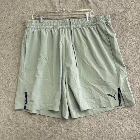 NWOT Puma Men's XXL Light Gray/ Green Polyester & Elastane Athletic Shorts - Picture 1 of 5